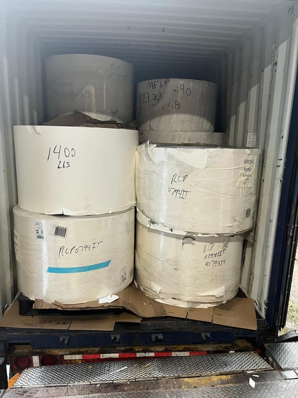 White paper stock-lot rolls